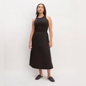 NWOT Everlane The Supima High-Neck Riviera Midi Combo Dress Black Small Cotton